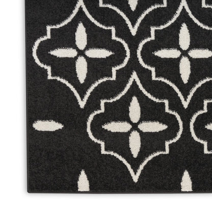4' X 6' Black And Ivory Geometric Indoor Outdoor Area Rug HomeRoots