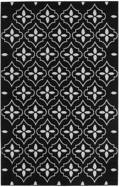 4' X 6' Black And Ivory Geometric Indoor Outdoor Area Rug HomeRoots