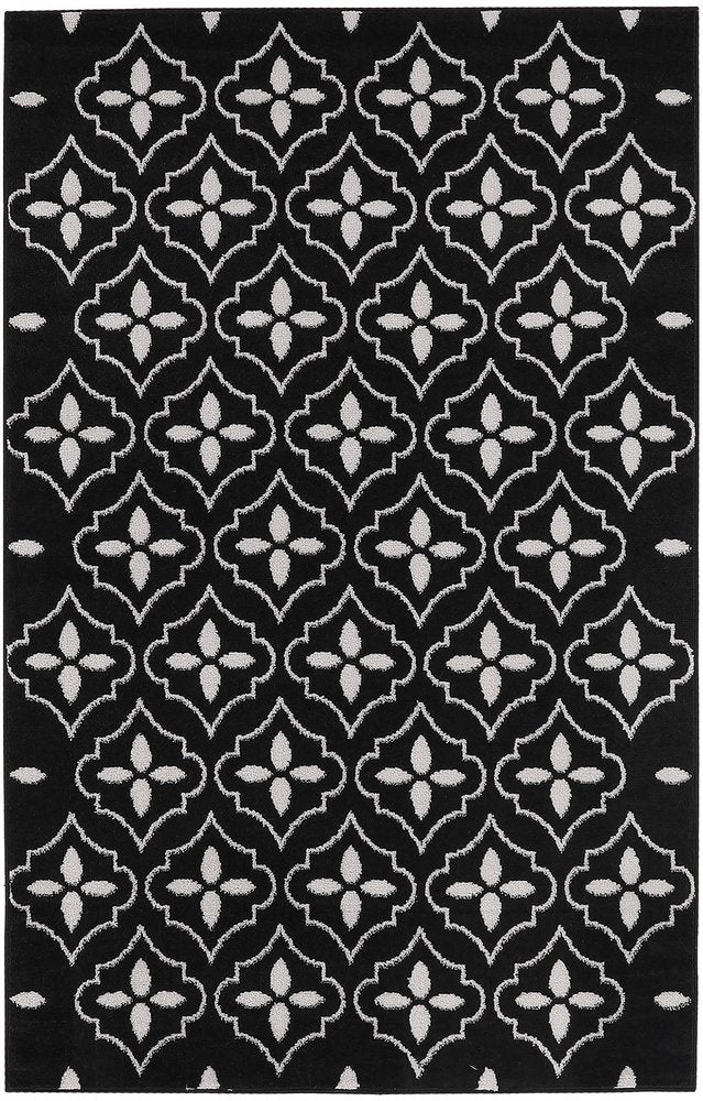 4' X 6' Black And Ivory Geometric Indoor Outdoor Area Rug HomeRoots