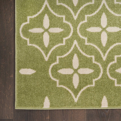 4' X 6' Green And Ivory Geometric Indoor Outdoor Area Rug HomeRoots