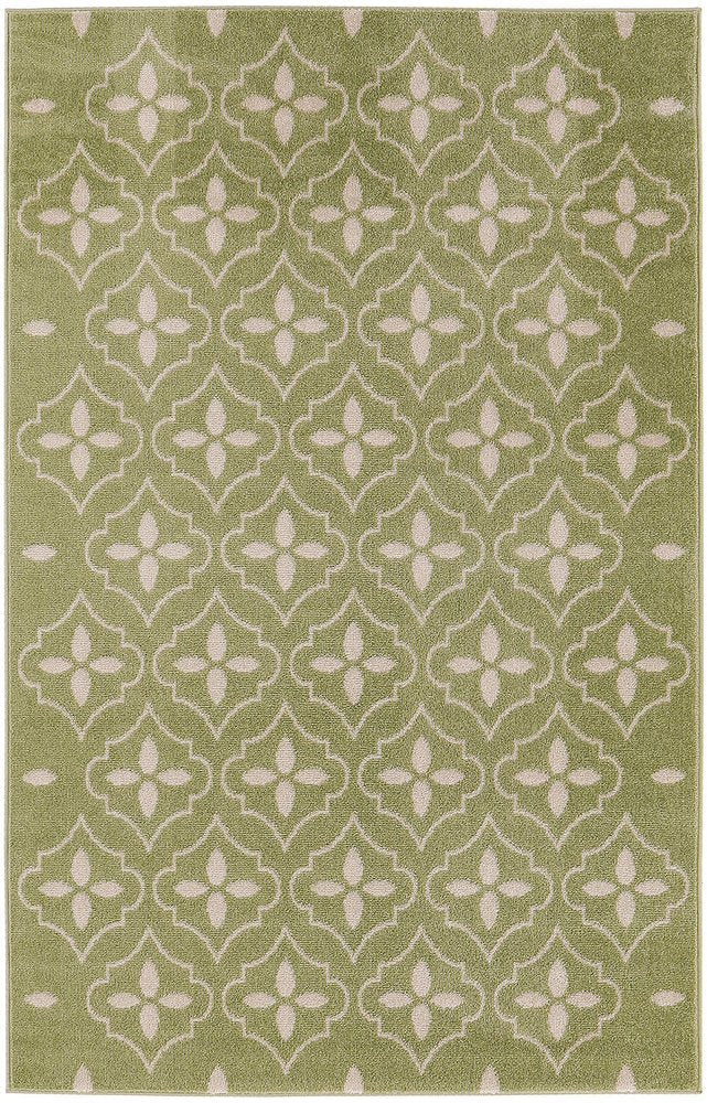 4' X 6' Green And Ivory Geometric Indoor Outdoor Area Rug HomeRoots