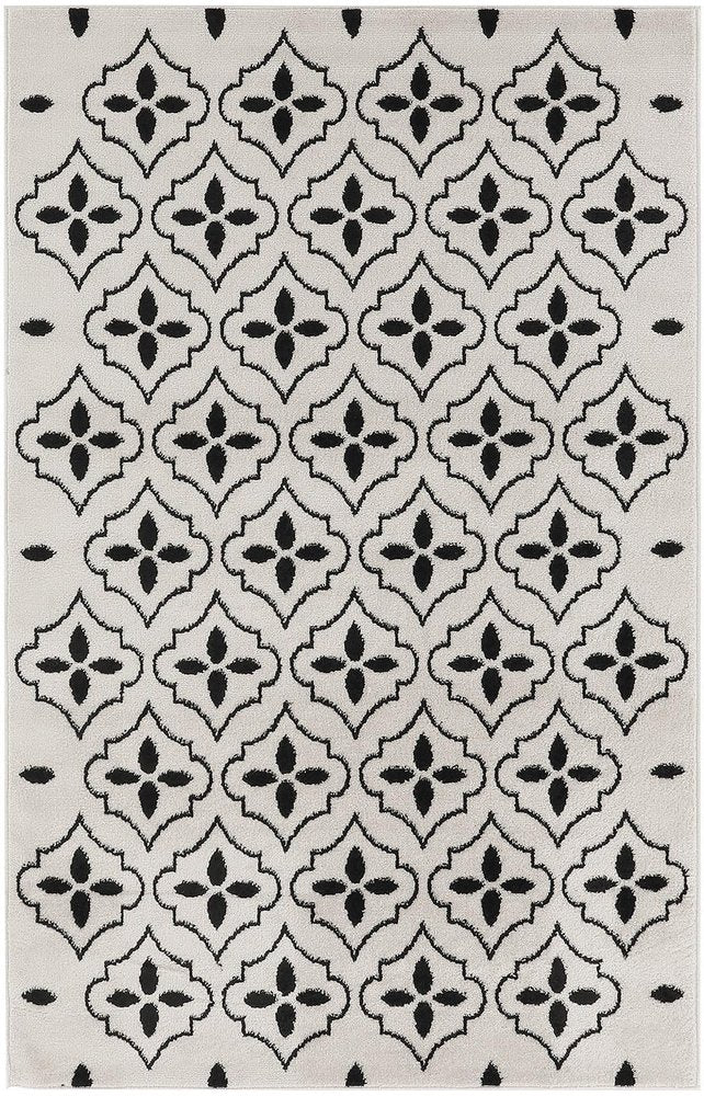 4' X 6' Ivory And Black Geometric Indoor Outdoor Area Rug — view 11