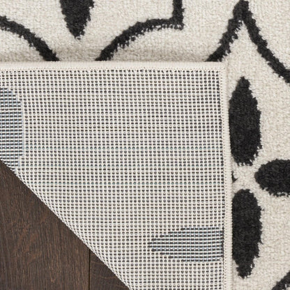 4' X 6' Ivory And Black Geometric Indoor Outdoor Area Rug HomeRoots