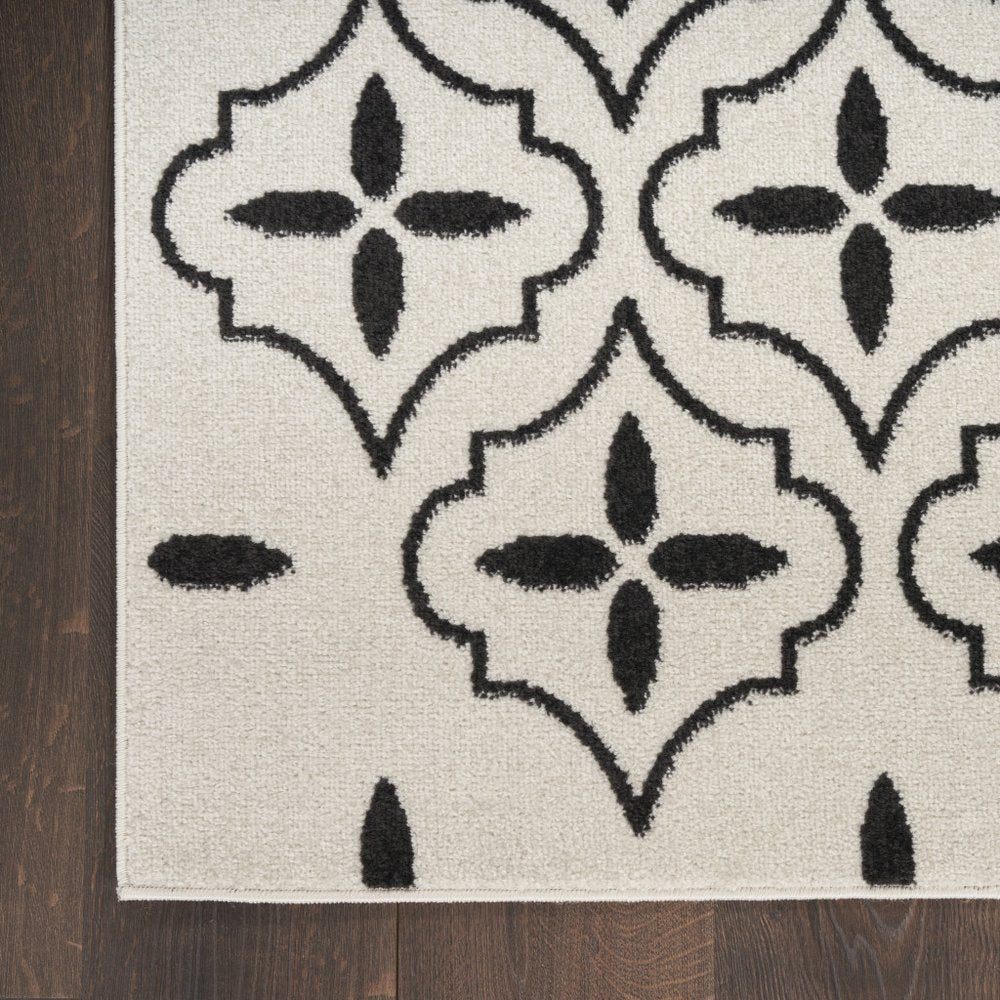 4' X 6' Ivory And Black Geometric Indoor Outdoor Area Rug — view 4