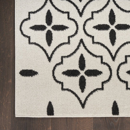 4' X 6' Ivory And Black Geometric Indoor Outdoor Area Rug HomeRoots