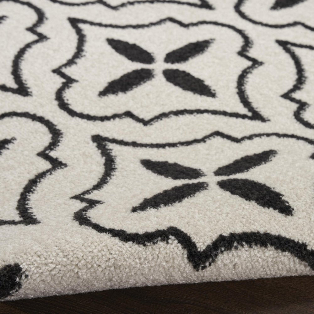 4' X 6' Ivory And Black Geometric Indoor Outdoor Area Rug HomeRoots