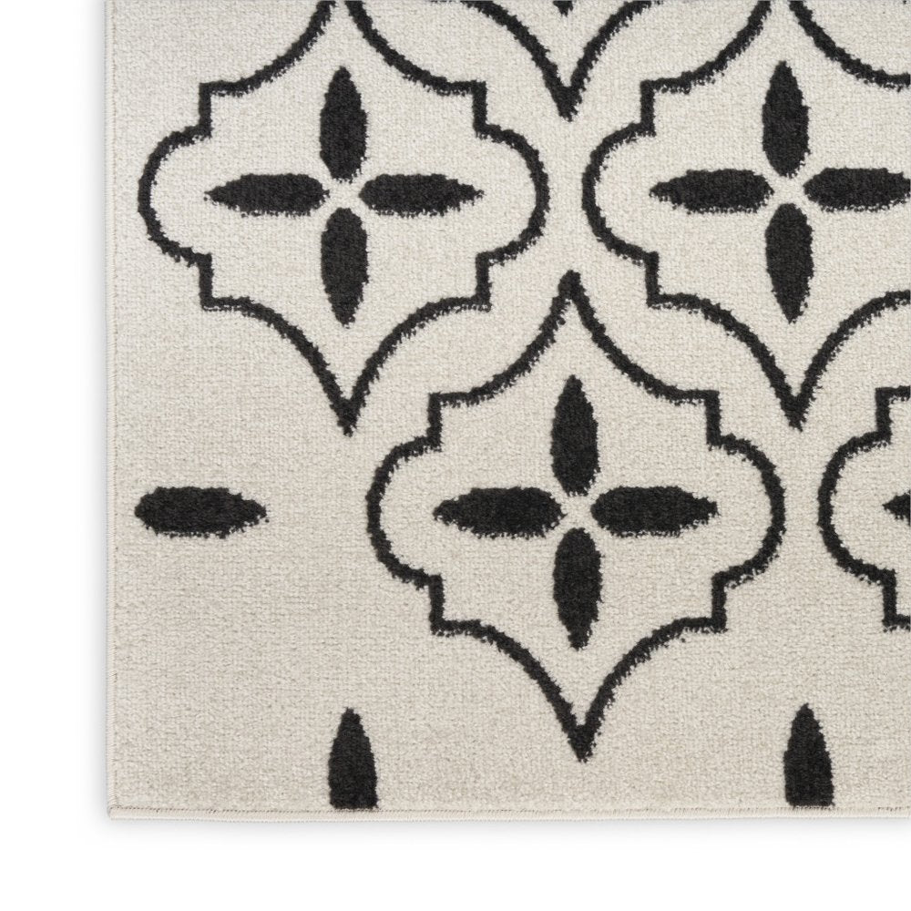 4' X 6' Ivory And Black Geometric Indoor Outdoor Area Rug — view 6