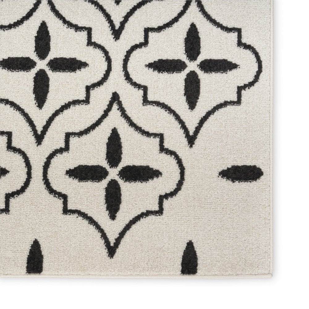 4' X 6' Ivory And Black Geometric Indoor Outdoor Area Rug — view 10