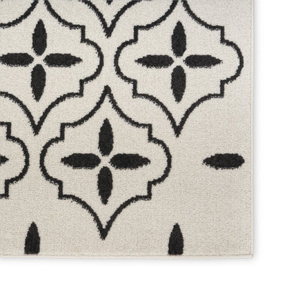 4' X 6' Ivory And Black Geometric Indoor Outdoor Area Rug HomeRoots