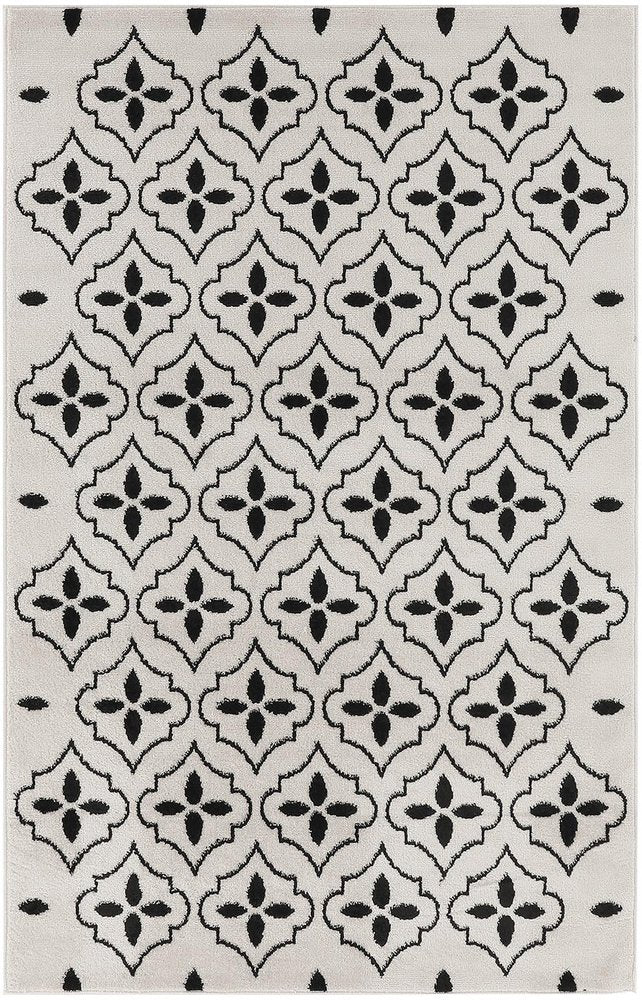 4' X 6' Ivory And Black Geometric Indoor Outdoor Area Rug — view 8