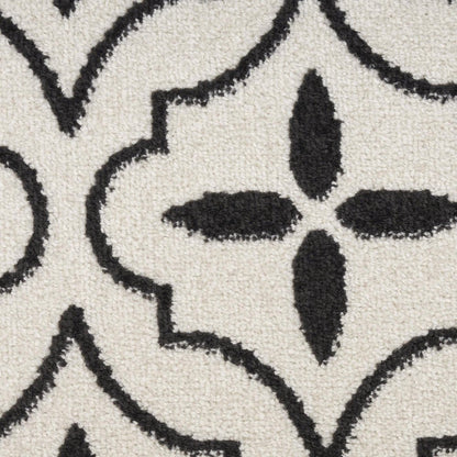 4' X 6' Ivory And Black Geometric Indoor Outdoor Area Rug HomeRoots