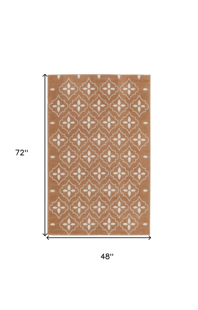 4' X 6' Copper Geometric Indoor Outdoor Area Rug — view 1