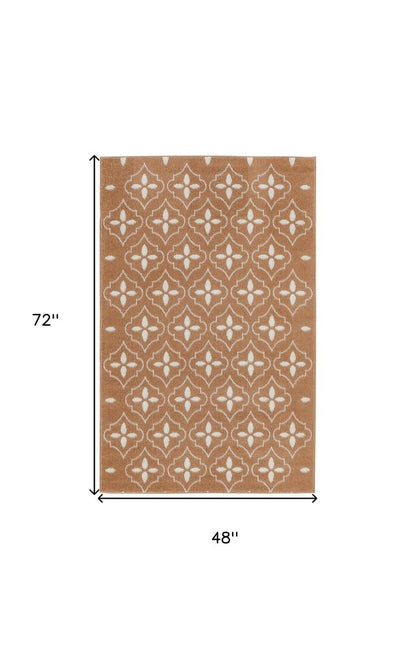 4' X 6' Copper Geometric Indoor Outdoor Area Rug HomeRoots