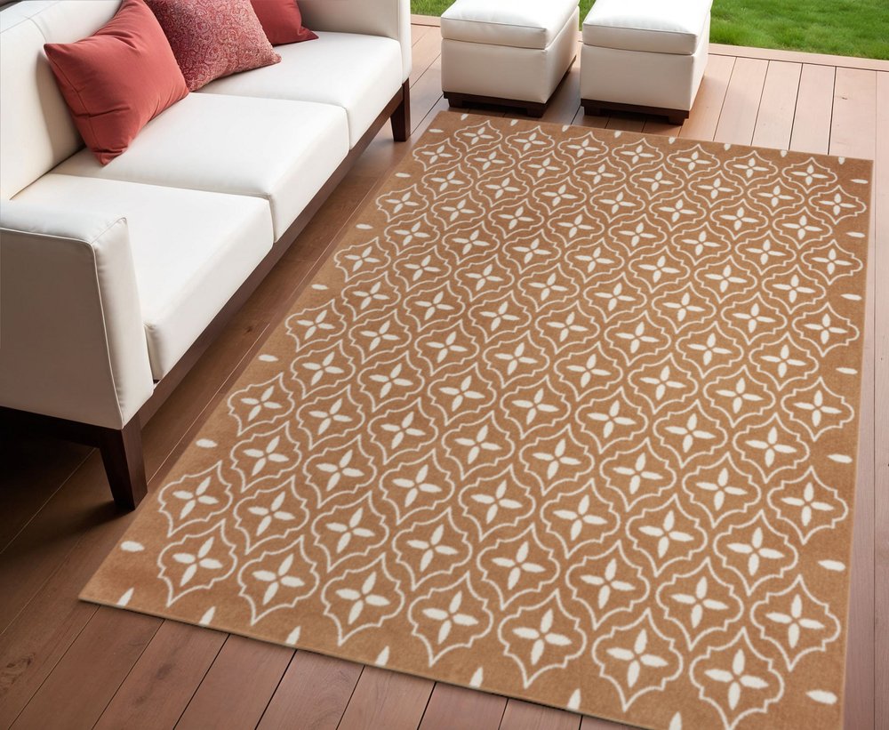 4' X 6' Copper Geometric Indoor Outdoor Area Rug HomeRoots