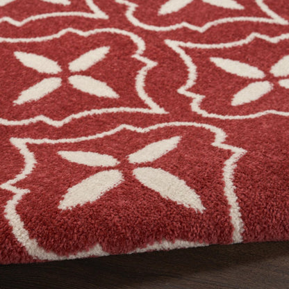 4' X 6' Brick Red And Ivory Geometric Indoor Outdoor Area Rug HomeRoots