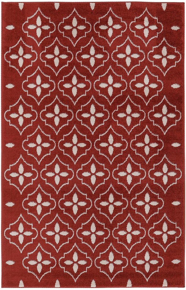 4' X 6' Brick Red And Ivory Geometric Indoor Outdoor Area Rug HomeRoots