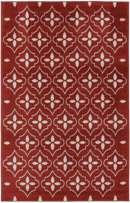 4' X 6' Brick Red And Ivory Geometric Indoor Outdoor Area Rug HomeRoots