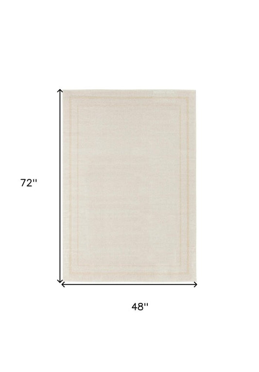 4' X 6' Ivory And Gold Indoor Outdoor Area Rug