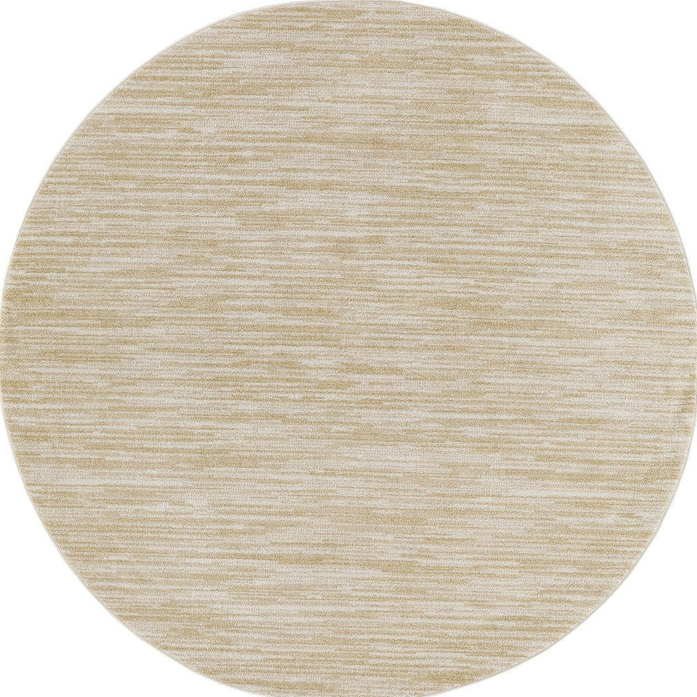 8' Ivory And Gold Round Abstract Indoor Outdoor Area Rug HomeRoots