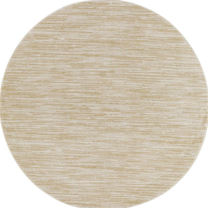 8' Ivory And Gold Round Abstract Indoor Outdoor Area Rug HomeRoots