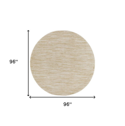 8' Ivory And Gold Round Abstract Indoor Outdoor Area Rug HomeRoots
