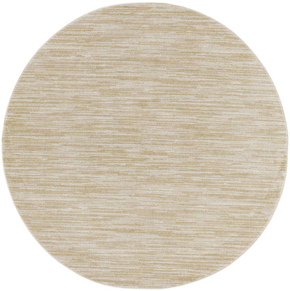 8' Ivory And Gold Round Abstract Indoor Outdoor Area Rug HomeRoots