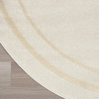 8' Ivory And Gold Round Indoor Outdoor Area Rug HomeRoots