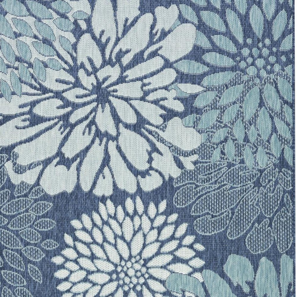 4' X 6' Navy Blue Floral Indoor Outdoor Area Rug HomeRoots