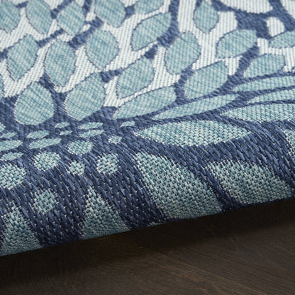 4' X 6' Navy Blue Floral Indoor Outdoor Area Rug HomeRoots