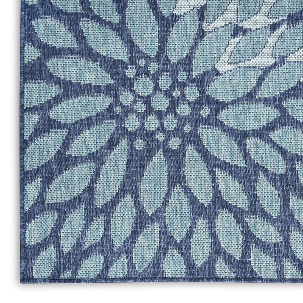 4' X 6' Navy Blue Floral Indoor Outdoor Area Rug HomeRoots