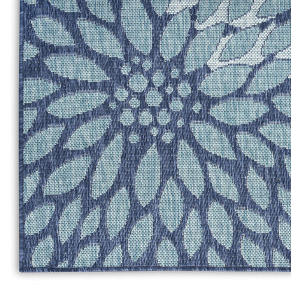 4' X 6' Navy Blue Floral Indoor Outdoor Area Rug HomeRoots