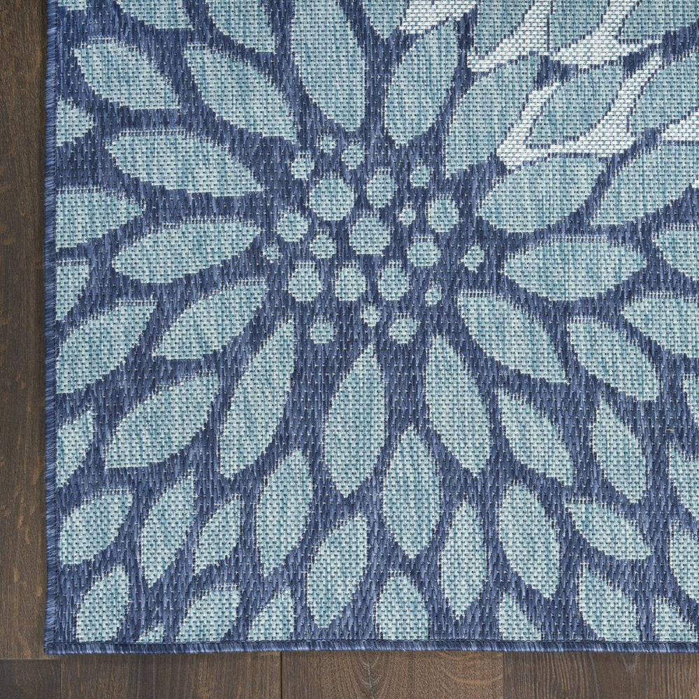 4' X 6' Navy Blue Floral Indoor Outdoor Area Rug HomeRoots