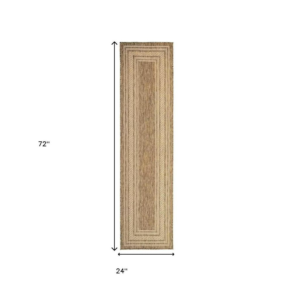 6' Natural Geometric Indoor Outdoor Runner Rug — view 2