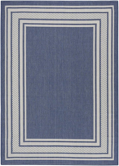 4' X 6' Navy Blue And Ivory Geometric Indoor Outdoor Area Rug