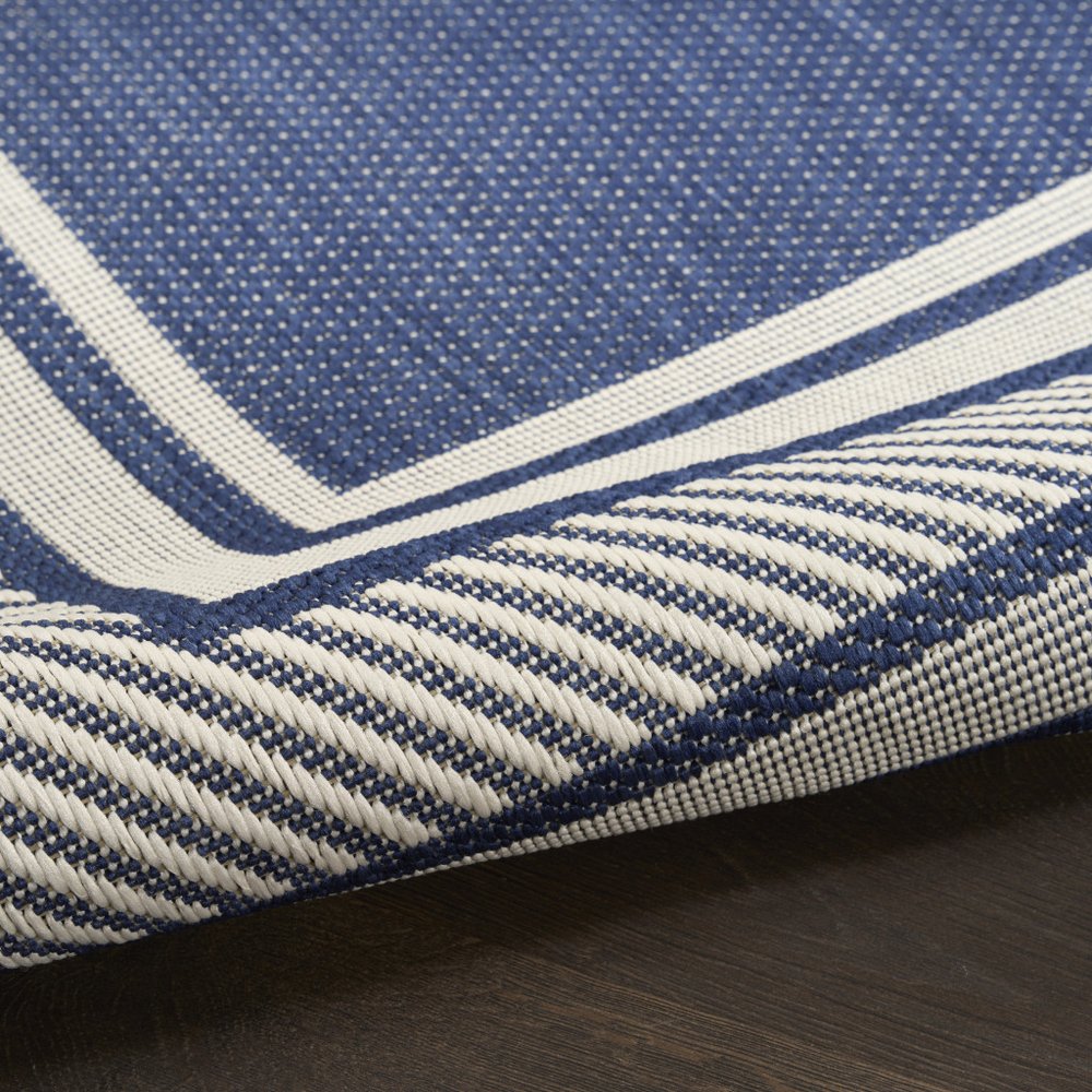 4' X 6' Navy Blue And Ivory Geometric Indoor Outdoor Area Rug — view 5