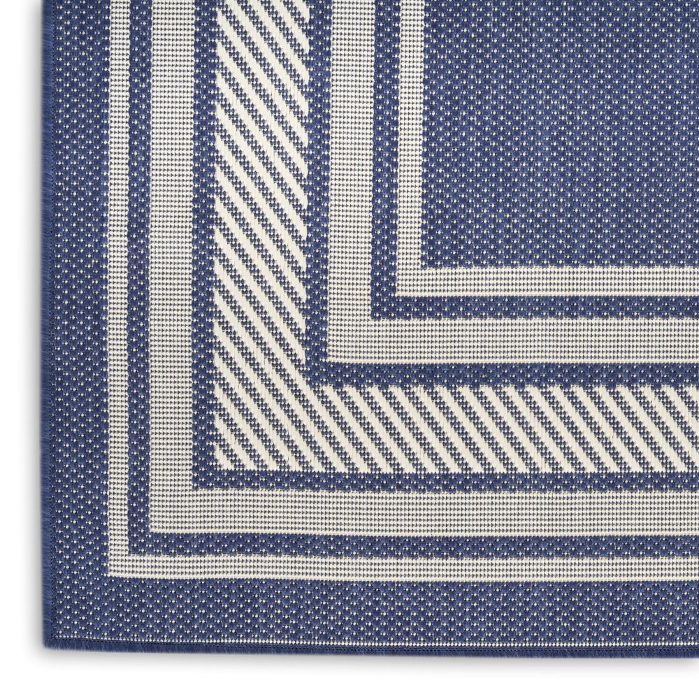 4' X 6' Navy Blue And Ivory Geometric Indoor Outdoor Area Rug — view 6