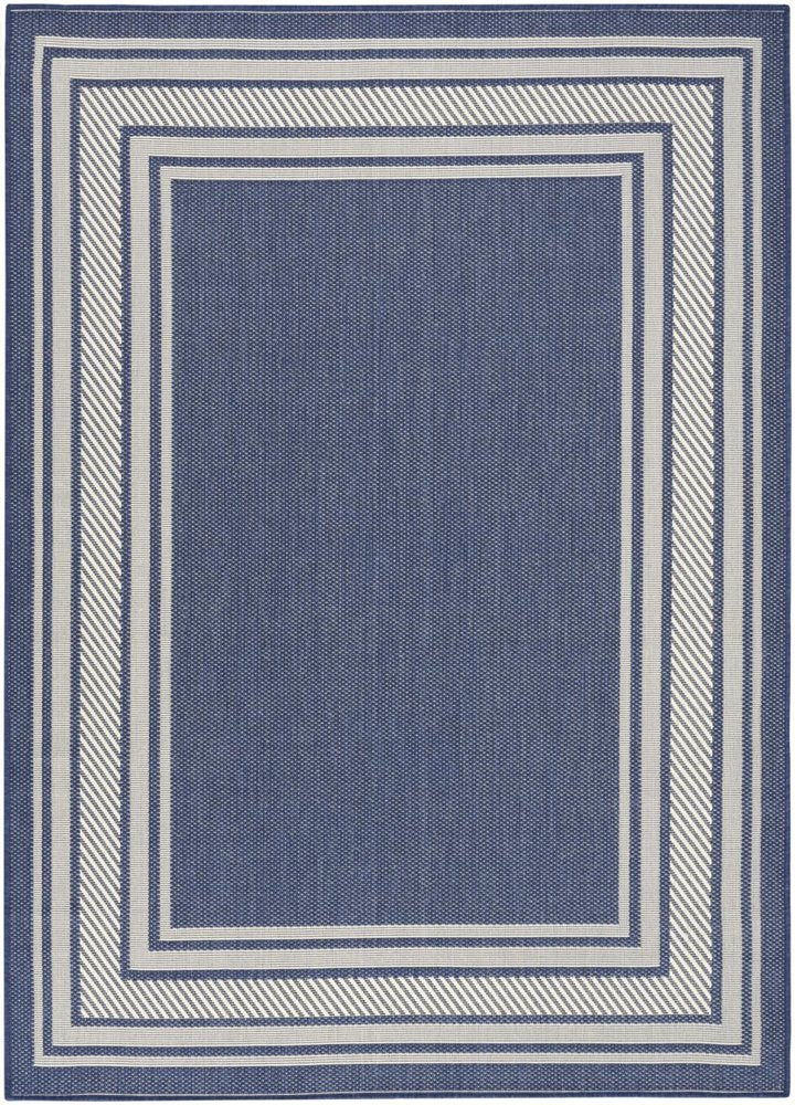 4' X 6' Navy Blue And Ivory Geometric Indoor Outdoor Area Rug — view 8