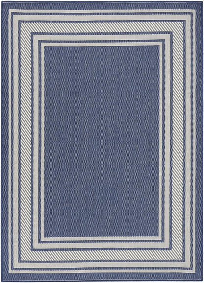 4' X 6' Navy Blue And Ivory Geometric Indoor Outdoor Area Rug HomeRoots