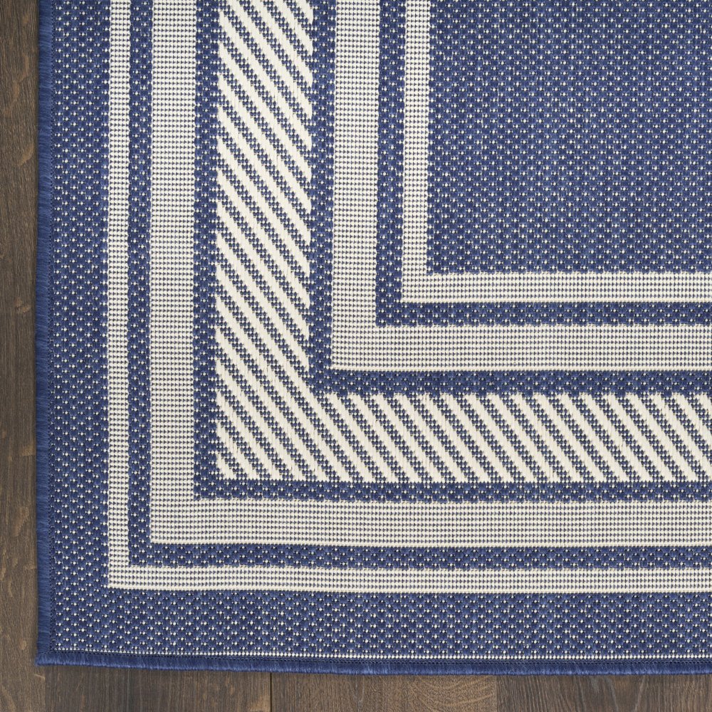 4' X 6' Navy Blue And Ivory Geometric Indoor Outdoor Area Rug — view 10
