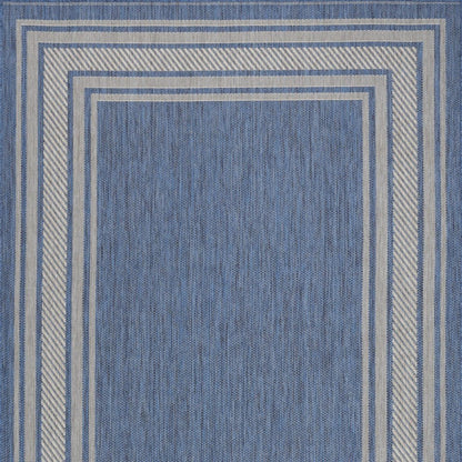 4' X 6' Denim Blue And Ivory Geometric Indoor Outdoor Area Rug HomeRoots