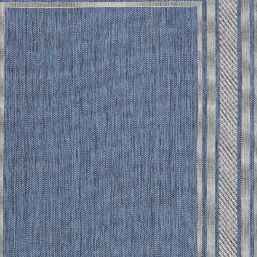 4' X 6' Denim Blue And Ivory Geometric Indoor Outdoor Area Rug HomeRoots