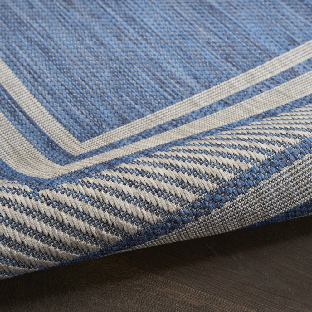 4' X 6' Denim Blue And Ivory Geometric Indoor Outdoor Area Rug HomeRoots