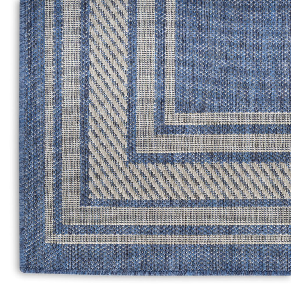4' X 6' Denim Blue And Ivory Geometric Indoor Outdoor Area Rug — view 6
