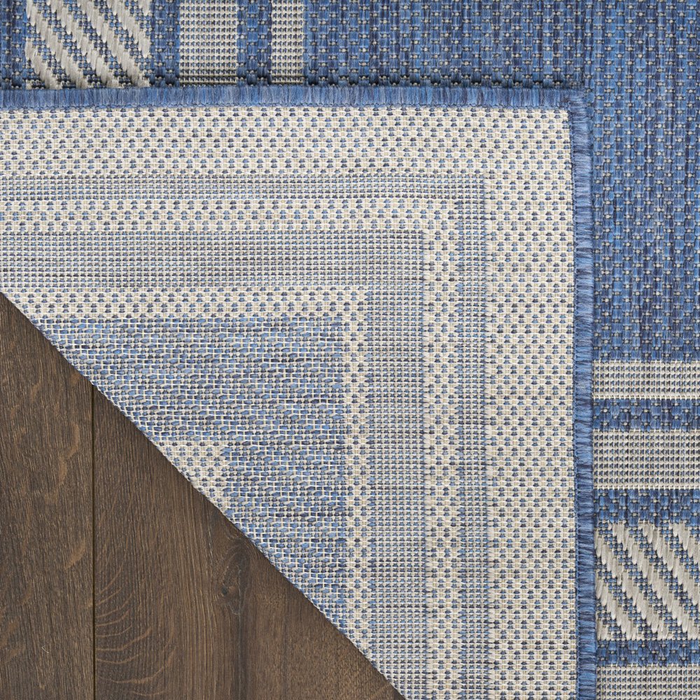 4' X 6' Denim Blue And Ivory Geometric Indoor Outdoor Area Rug HomeRoots