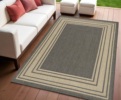 4' X 6' Charcoal Geometric Indoor Outdoor Area Rug HomeRoots