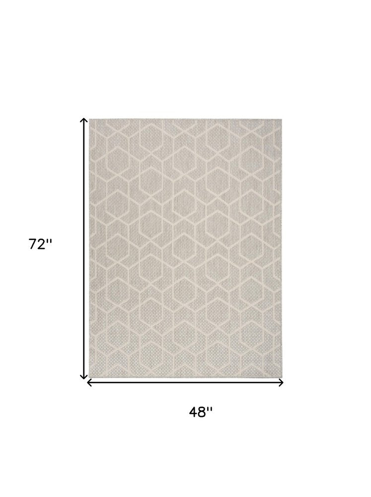 4' X 6' Gray And Beige Geometric Indoor Outdoor Area Rug HomeRoots