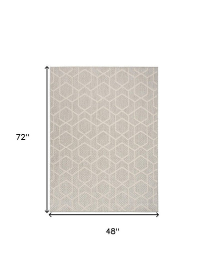 4' X 6' Gray And Beige Geometric Indoor Outdoor Area Rug HomeRoots
