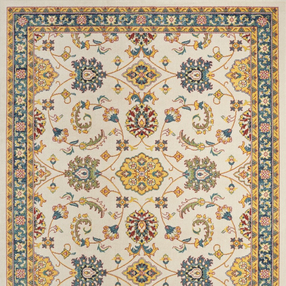 5' X 7' Ivory And Gold Floral Indoor Outdoor Area Rug HomeRoots
