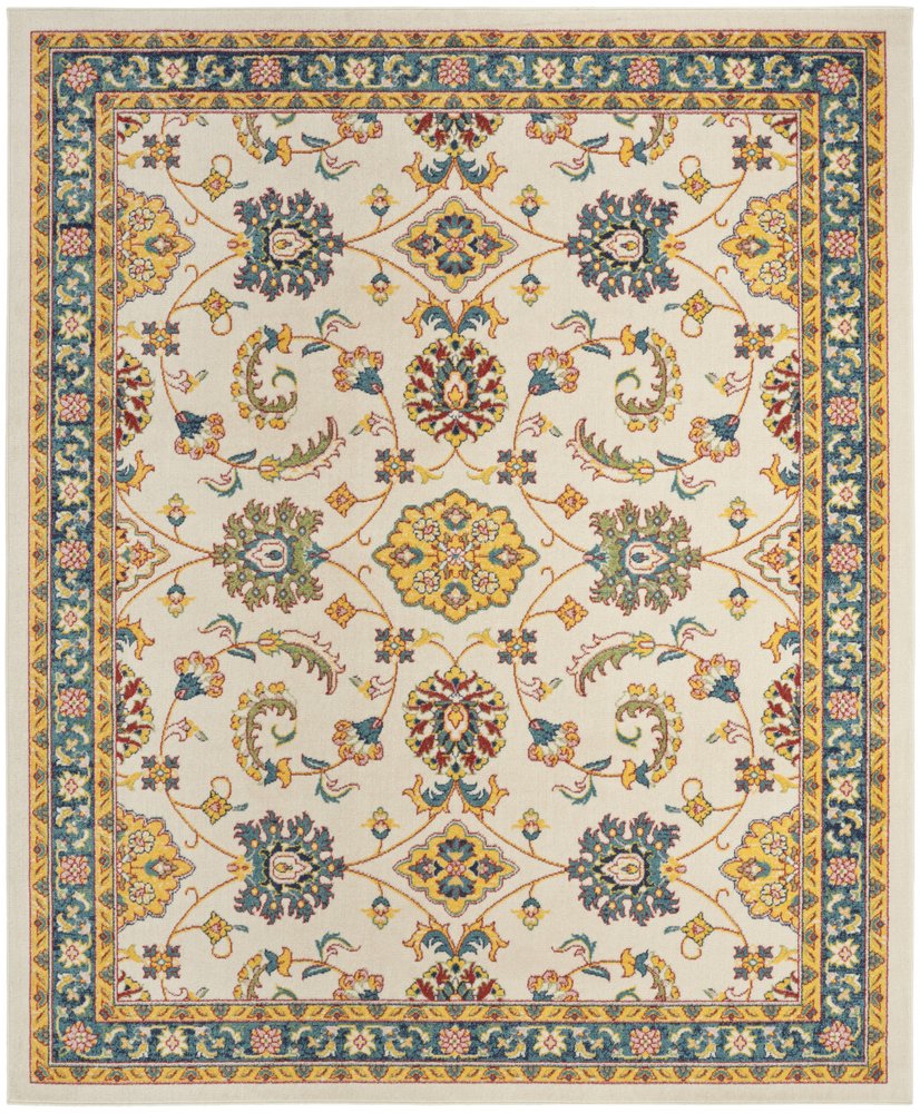 5' X 7' Ivory And Gold Floral Indoor Outdoor Area Rug — view 8
