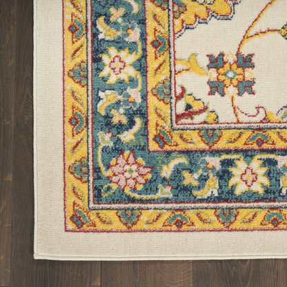 5' X 7' Ivory And Gold Floral Indoor Outdoor Area Rug HomeRoots